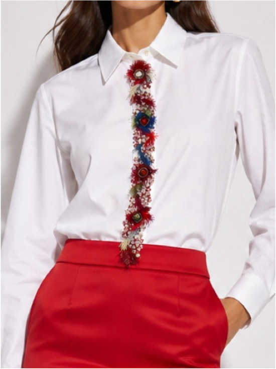 Escada Tops - new Escada Embellished White Button Front Blouse Size 46 large